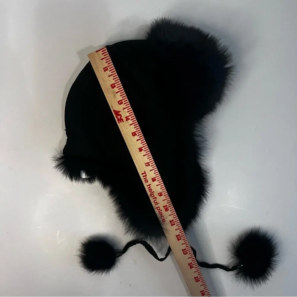 Pajar Canada Black Fur Trapper Hat | Origin Assured Fur Saga Furs | O/S  | Poms